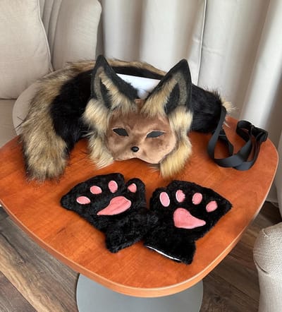 Therian Mask Bruin | Handgemaakt Therian Masker | Kattenmasker | Furry Cosplay Masker | Quadrobics