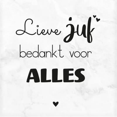 Marmeren Onderzetter - Juf - 10 x 10 x 1 cm