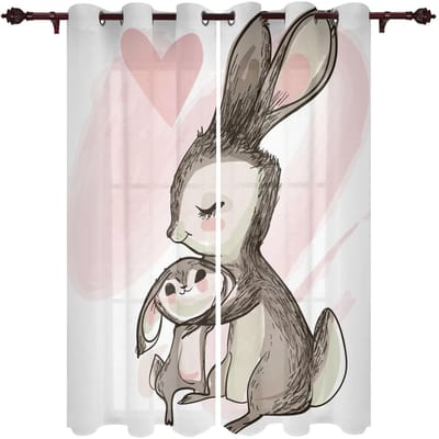 Rood Hart Ruit Raamgordijnen Slaapkamer Keuken Gordijnen Paneelgordijnen voor Woonkamer Kerst Huisdecoratie 135W x 60H(cm)