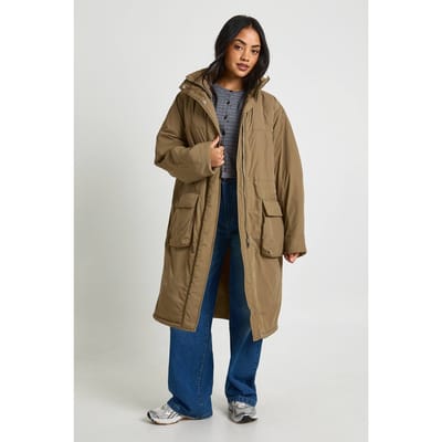 boohoo Getailleerde Lange Parka | Light Brown | Maat: 8