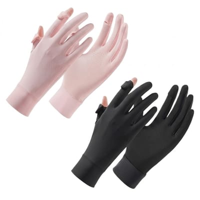 Zwarte en roze hardloop handschoenen unisex sport handschoenen set van 2 paar lichtgewicht ademende handschoenen met touchscreen vingertoppen en antislip grip geschikt voor hardlopen fietsen wandelen en outdoor sport