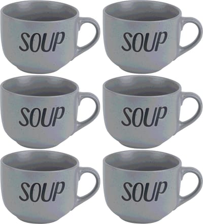 Cosy&Trendy - Soepkommen - Aardewerk - Grijs - 6 Stuks