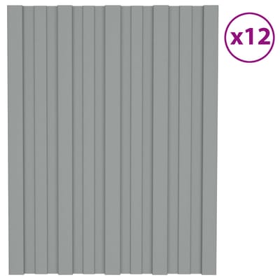 vidaXL - Dakpaneel - 12 - st - Grijs - 60 - x - 45 - cm - Verzinkt - staal