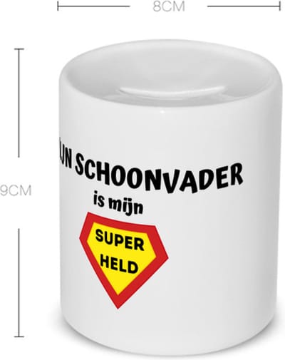 Akyol - mijn schoonvader is mijn superheld Spaarpot - Papa - super schoonvader - vader cadeautjes - vaderdag - verjaardag - geschenk - kado - 350 ML inhoud