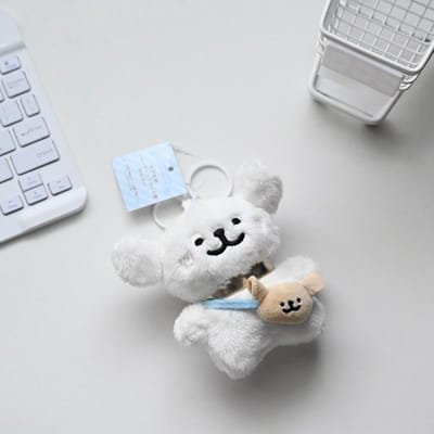 11cm Schattige Koreaanse Maltezer Hond Pluche Hanger Speelgoed Zacht Cartoon Puppy Knuffeldier Sleutelhanger Poppetje Kinder Verjaardagscadeaus