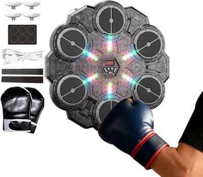 Muziekbox Trainingsapparaat - Reactie Oefenveld - Fitness Thuis - Dynamisch LED Feedback - 33 cm Breed - Zwart