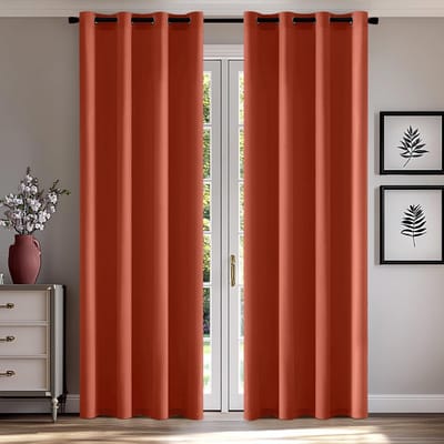 Set van 2 Halftransparante Vitrage Gordijnen met Oogjes voor Woonkamer