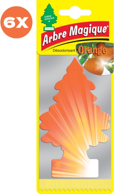 6 stuks Orange Arbre Magique Geurboom Luchtverfrisser voor in de auto – Car Parfum – Geurboompje – Geurbooster – Wonderboom – Geurverfrisser – Nieuwe Auto – Autogeur – Autoparfum – Geurblad - Zomer Fris - Sinasappel