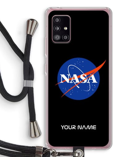 Gepersonaliseerd - Case Company® - Hoesje met koord geschikt voor Samsung Galaxy A51 5G hoesje met Koord - NASA - Telefoonhoesje met Zwart Koord - Bescherming aan alle Kanten en Over de Schermrand