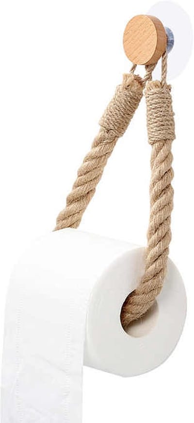 Finnacle - Jute Toiletrolhouder - Zelfklevend - Hanger - Landelijk - 1 stuk