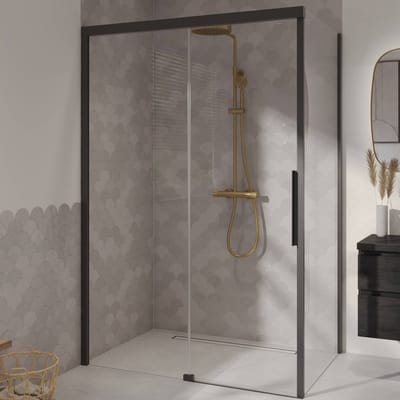 Ben IMotion Douchecabine - met Schuifdeur Naar Links - 140x90x206 cm - Veiligheidsglas - Antikalk - Mat Zwart - Douchewand