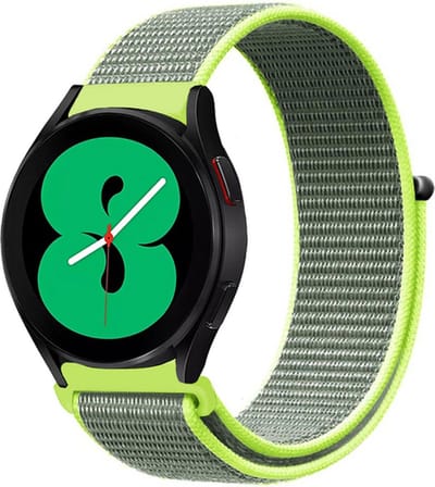 By Qubix - Geschikt voor Garmin bandje - Geschikt voor Garmin Vivoactive 4 / 4L - Sport Loop nylon bandje - Neon groen - Smartwatch bandje 22mm