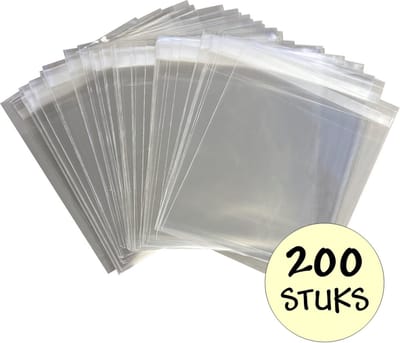 200x Cellofaan Zakjes 12x12 cm - 200 Stuks Uitdeelzakjes - Zakjes Met Plakstrip - Zelfklevende Zakjes - Transparant - 12x12 cm - 200 Stuks