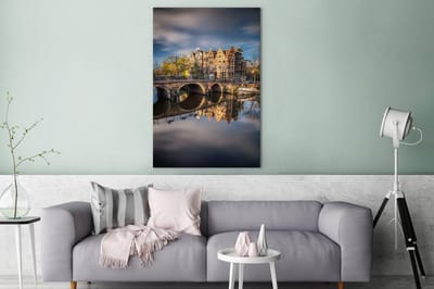 Canvas Schilderij Typische herfstimpressie van de Prinsengracht in Amsterdam - 80x120 cm - Wanddecoratie