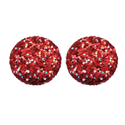 Clip oorbellen -glitter -rood- 2.5 cm -kunststof-Charme Bijoux