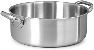 Lage braadpan - Kookpan met handgrepen - Inductie koken - Aluminium staal trilaminaat - 24 cm diameter - Zilver