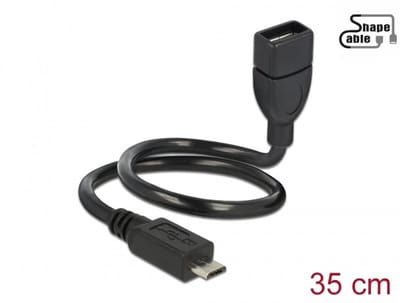 Delock Cable USB 2.0 Micro-B male > USB 2.0 Type-A female OTG ShapeCable 0.35 m