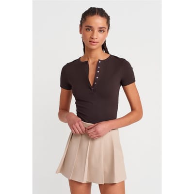 Slim Fit Crop Jersey Blouse