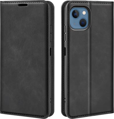 MobyDefend Hoesje - Geschikt voor iPhone 14 - Luxe Wallet Bookcase (Magnetische Sluiting) - Zwart