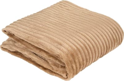 Zachte Deken - Fleece plaid - Gezelligheid thuis - Zijdezacht materiaal - 150 x 200 cm - Beige gestreept