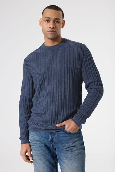 GARCIA Heren Effen Trui Blauw Lange mouw