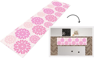Keukenloper - Loper keuken - Christmas - Sterren - Roze - Patronen - 200x50 cm - Keukenloper vinyl
