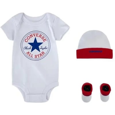 Set muts + romper + slofjes voor babyjongens Converse Classic CTP