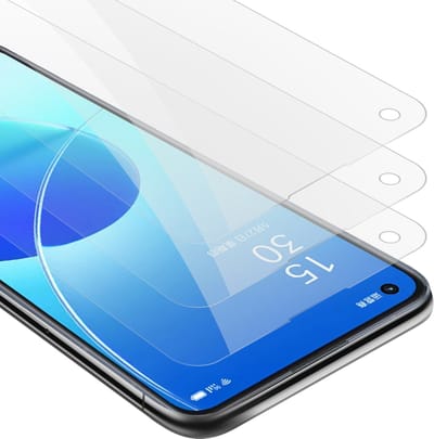 Cadorabo 3x Screenprotector geschikt voor Oppo Reno6 5G - Beschermende Pantser Film in KRISTALHELDER - Getemperd (Tempered) Display beschermend glas in 9H hardheid met 3D Touch