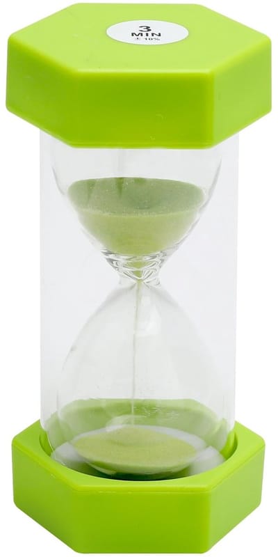 Dailygoods - Zandloper met 3 minuten, leerhulp voor kinderen met schokbestendig design, eierwekkerset, zandloper, glas, timer, visueel tijdmanagement, gereedschap voor games, klaslokaal, kinderdagverblijf