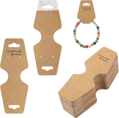 100 stuks armband oorbel display kaarten, Kraft handgemaakte oorbel kaarten zelfklevende sieraden verpakking verkoop kaart voor opknoping display kaarten voor oorbel, sieraden, armband en ketting