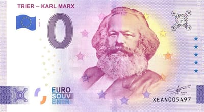 Souvenir Bankbiljet - Nul Euro Notitie - Verzamelen - Thema Karl Marx - 135x74mm - Wit