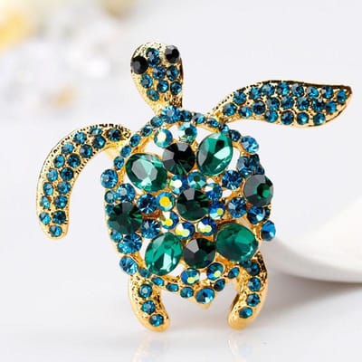 Groene Strass Zeeschildpad Dier Broche Spelden Voor Vrouwen Sieraden Cadeau black