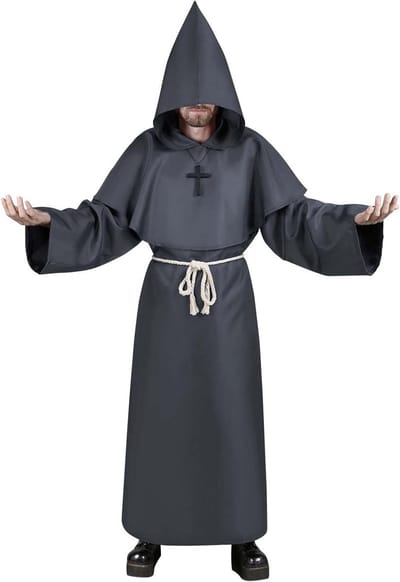 Monnikspij voor mannen, middeleeuwse cape, klassiek kostuum voor carnaval en Halloween, losse cosplay outfit (M-XXL)