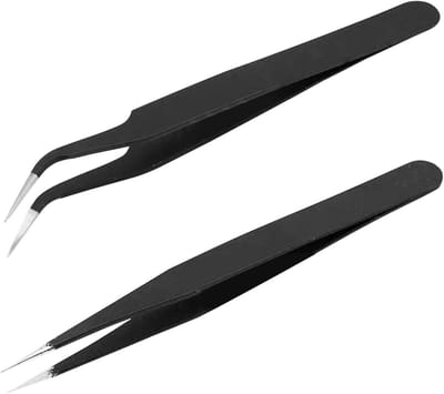 Precisie Pincetten - Set Pincetten - Elektronica Reparatie - Antistatische Functie - 2 Delig - Zwart