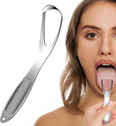 Tongschraper Roestvrij Staal - Ademreiniger Mond - Dagelijkse Mondhygiëne - Ergonomisch Antislip Handvat - 14.5 cm Lengte - Zilverkleurig