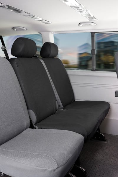 Walser Autostoelhoes Transporter Fit van stof antraciet geschikt voor VW T5 - Dubbele Bank achteraan