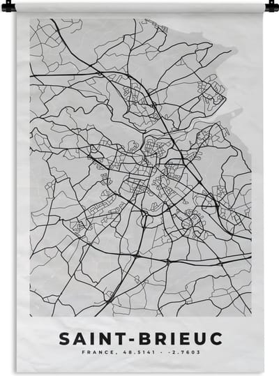 Wandkleed - Wanddoek - Plattegrond - Kaart - Stadskaart - Frankrijk - Saint-Brieuc - 120x180 cm - Wandtapijt