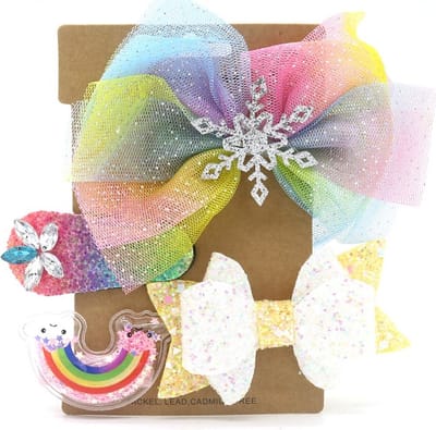4-delige haar fashion set kinderen, haar-accessoires, multi-color regenboog