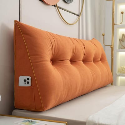 Driehoekig Wigkussen - Rugsteun Kussen - Ontspannen Lezen - Afneembare Hoes - 80 x 50 x 20 cm - Oranje