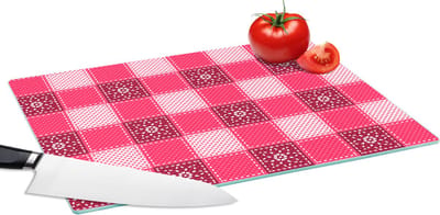 Glazen Snijplank - 39x28 - Roze - Patronen - Bloemen - Snijplanken Glas