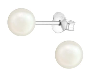 Montebello Oorbellen Bahar Cream - 925 Zilver E-Coating - Parel - ∅6mm