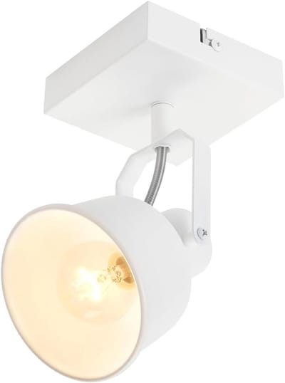 Glitzerlife - Plafondspot Plafondlamp - Industrieel Vintage - Opbouwspots Woonkamer - Draaibaar en Kantelbaar - 1xE14 fitting IJzer - Ø10cm - Wit
