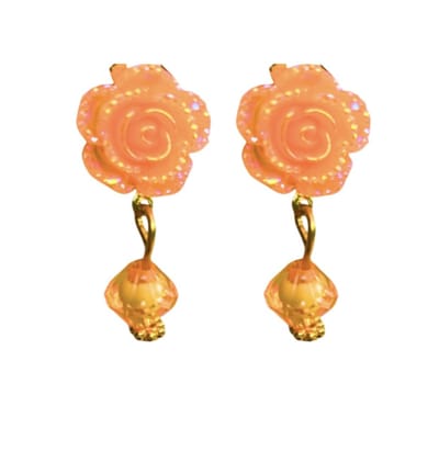 Clip oorbellen -oranje -Elin -goudkleurig- geen gaatje- Charme Bijoux
