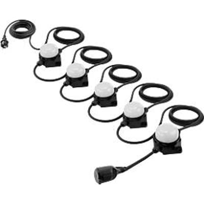 LED-werklichtketting Ansmann Light-Cord LC6000AC, 5 stuks met elk 10 W, 6000 lm, 6500 K, AC-stopcontact, ophanghaken/montagegaten, lengte 14 m