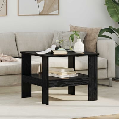 vidaXL - Salontafel - Zwart - Eiken - 57 - x - 55 - x - 45 - cm - Bewerkt - hout