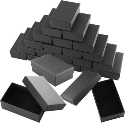 24 Stuks Sieraden Dozen, Kleine Cadeau Dozen voor Oorbellen, Kettingen en Ringen, Zwart met Deksel, Perfect voor Sieradenopslag