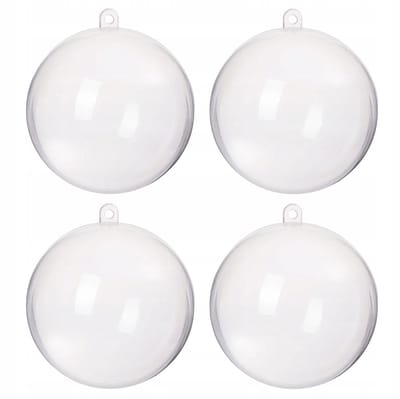 4x Acryl Kerstballen Transparant 8cm - Idee voor Decoupage & Knutselen