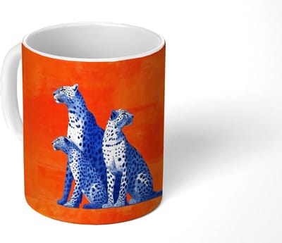 Mok - Koffiemok - Luipaarden - Stippen - Oranje - Mokken - 350 ML - Beker - Koffiemokken - Theemok