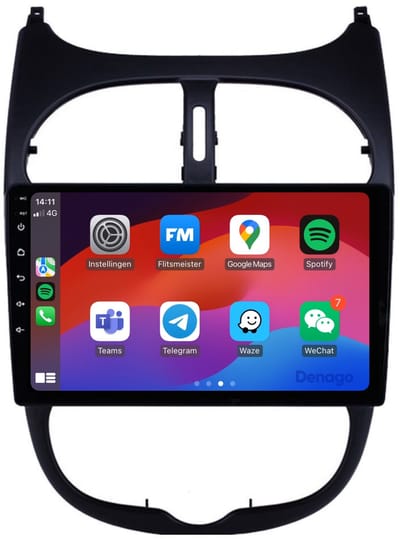 CarPlay autoradio geschikt voor Peugeot 206 | 1998 t/m 2009 | Android 13 | Draadloos Apple CarPlay & Android Auto | 2GB + 32GB | QuadCore processor | Denago DNG-A07 | 2025 model | 1998 1999 2000 2001 2002 2003 2004 2005 2006 2007 2008 2009 | Bluetoot