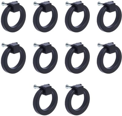 Dailygoods- Kastknoppen Ronde Ring - Hoogwaardig Legeringsmateriaal - Zwarte Coating - Roestpreventie - 20 Stuks - Comfortabel Handgevoel - Deurgrepen